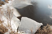 461 Paysage du marais desséché de Triaize sous la glace et la neige. Marais poitevin 