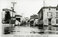 577 Coulon, la Rue de l'Eglise, inondation du 5 janvier 1936. Marais poitevin 