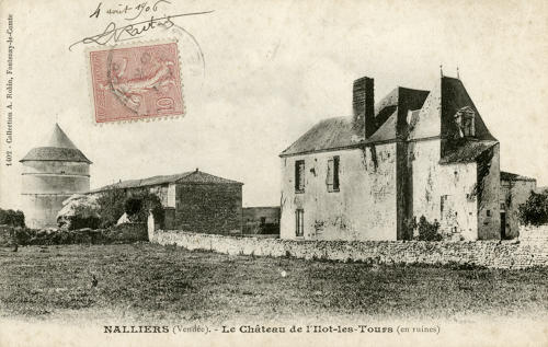 Nalliers – Le Château de l'Ilot-les-Tours en ruine. Marais poitevin