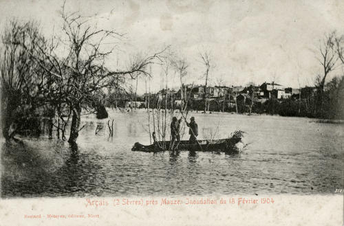 Inondation à Arçais, le 18 février 1904. Marais poitevin