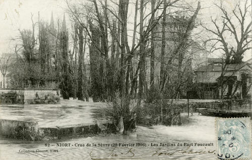 Niort - Crue de la Sèvre, le 28 février 1906 - Les Jardins du Fort Foucault. Marais poitevin