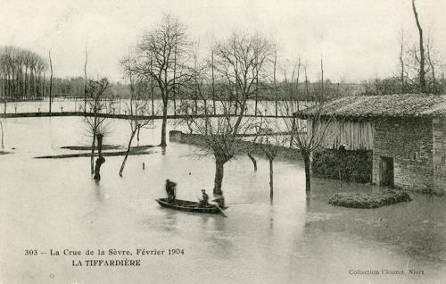 Niort - La Tiffardière - La crue de la Sèvre, février 1904. Marais poitevin