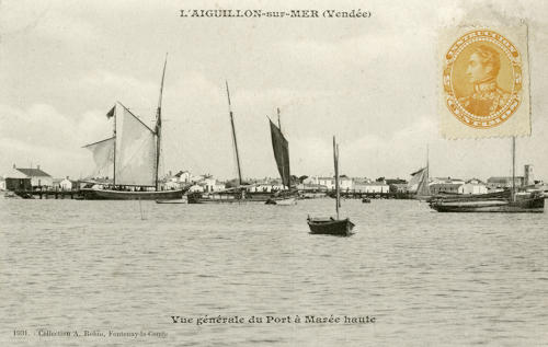 L'Aiguillon-sur-Mer - Vue générale du Port à Marée haute. Marais poitevin