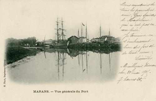 Marans - Vue générale du Port. Marais poitevin