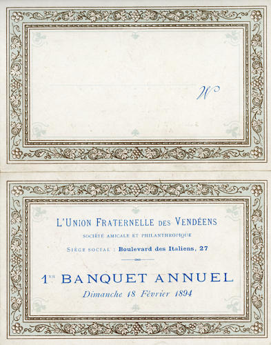 1er banquet annuel - Dimanche 18 février 1894