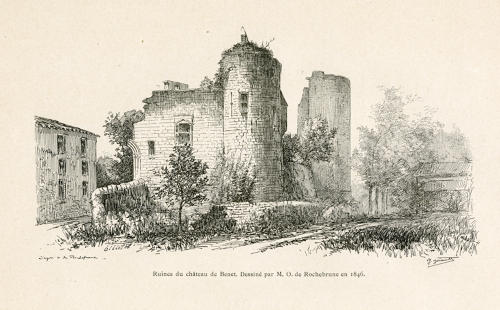 Benet - Ruines du château dessinées en 1848. Marais poitevin