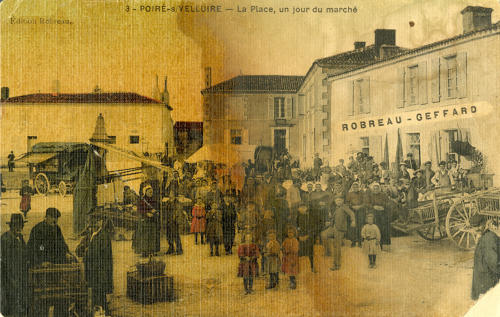 Le Poiré-Sur-Velluire - La Place un jour de marché. Marais poitevin