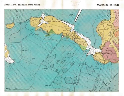 Carte des sol du Marais poitevin. Marans 2 Sud, dressée fin des années 1970