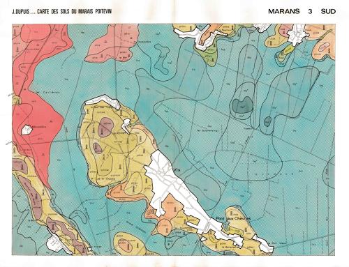 Carte des sol du Marais poitevin. Marans 3 Sud, dressée fin des années 1970