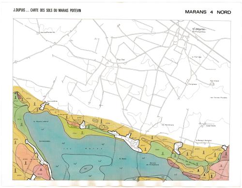 Carte des sol du Marais poitevin. Marans 4 Nord, dressée fin des années 1970