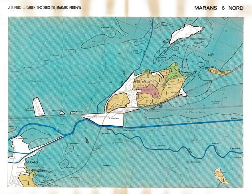 Carte des sol du Marais poitevin. Marans 6 Nord, dressée fin des années 1970