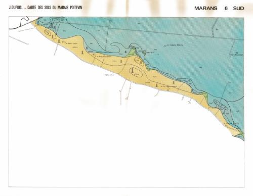 Carte des sol du Marais poitevin. Marans 6 Sud, dressée fin des années 1970