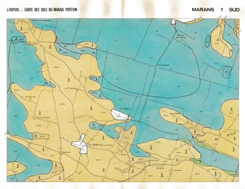 Carte des sol du Marais poitevin. Marans 7 Sud, dressée fin des années 1970
