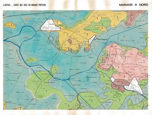 Carte des sol du Marais poitevin. Marans 8 Nord, dressée fin des années 1970