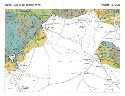 Carte des sol du Marais poitevin. Niort 5 Sud, dressée fin des années 1970