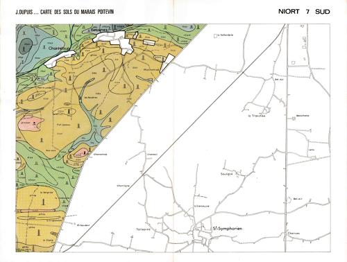 Carte des sol du Marais poitevin. Niort 7 Sud, dressée fin des années 1970