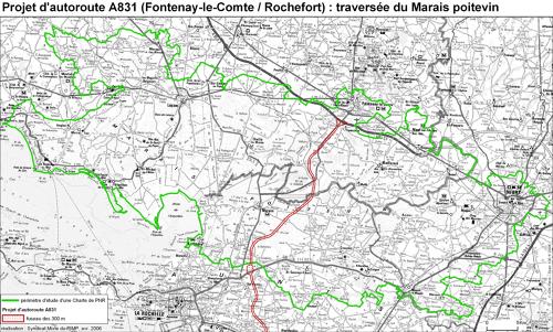 Projet d'autoroute A831 (Fontenay-le-Comte / Rochefort) : traversée du Marais poitevin - avril 2006