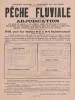 5830 Pêche fluviale, département des Deux-Sèvres - Adjudication du droit de pêche et de chasse - 1935 
