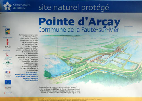 La Faute-sur-Mer - La Pointe d'Arçay, panneau d'information
