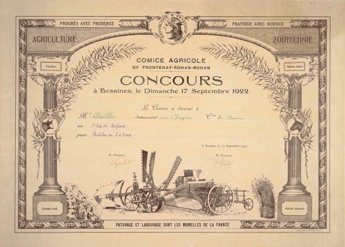 Concours à Bessines le dimanche 17 septembre 1922 - Comice agricole de Frontenay-Rohan-Rohan