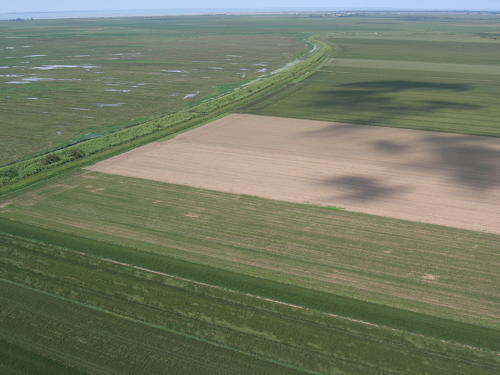 Vue aérienne de la digue des wagons - Commune de Triaize
