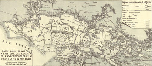 Carte pour servir à l'histoire des marais de la Sèvre niortaise et du Lay du Xe à la fin du XVIe siècle