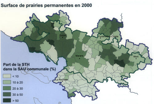 Surface de prairies permanentes en 2000