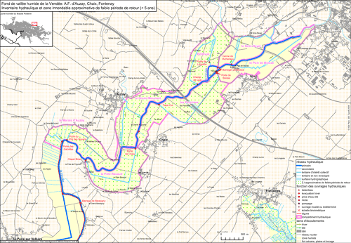 Inventaire hydraulique: Fond de vallée humide de la Vendée: AF d'Auzay, Chaix, Fontenay