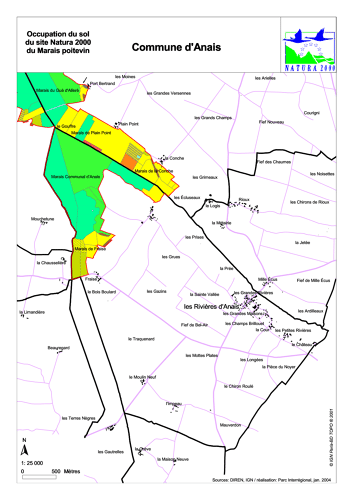 Occupation du sol du site Natura 2000 du Marais poitevin en 2004: commune d'Anais