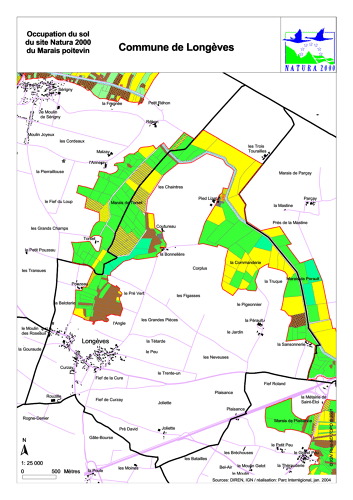 Occupation du sol du site Natura 2000 du Marais poitevin en 2004: commune de Longèves