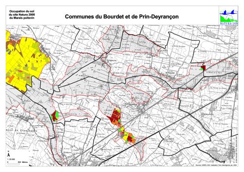 Occupation du sol du site Natura 2000 du Marais poitevin en 2004: communes du Bourdet et de Prin-Deyrançon