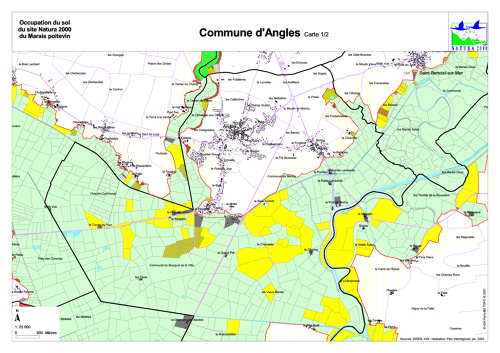 Occupation du sol du site Natura 2000 du Marais poitevin en 2004: commune d'Angles nord (carte 2/2)