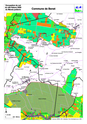 Occupation du sol du site Natura 2000 du Marais poitevin en 2004: commune de Benet