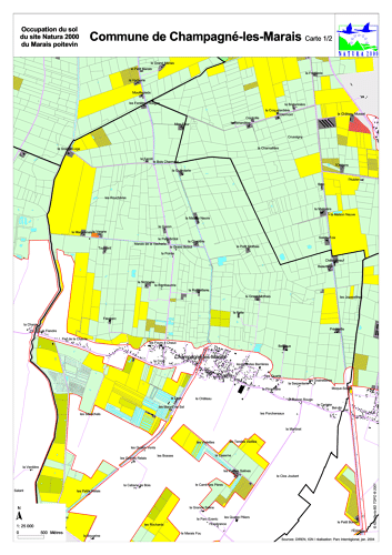 Occupation du sol du site Natura 2000 du Marais poitevin en 2004: commune de Champagné-les-Marais nord (carte 1/2)
