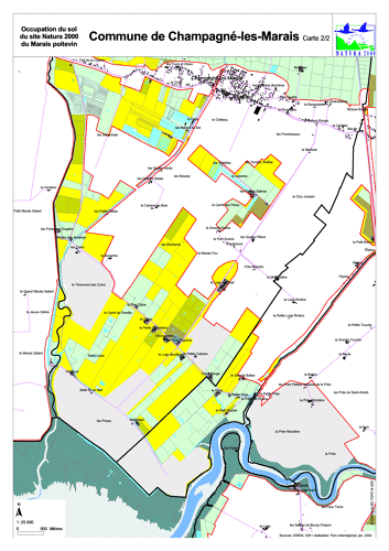 Occupation du sol du site Natura 2000 du Marais poitevin en 2004: commune de Champagné-les-Marais sud (carte 2/2)