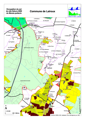 Occupation du sol du site Natura 2000 du Marais poitevin en 2004: commune de Lairoux