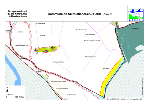 Occupation du sol du site Natura 2000 du Marais poitevin en 2004: commune de Saint-Michel-en-l'Herm sud (carte 2/2)
