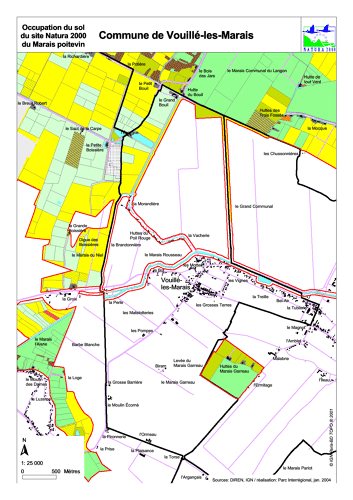 Occupation du sol du site Natura 2000 du Marais poitevin en 2004: commune de Vouillé-les-Marais