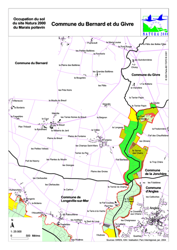 Occupation du sol du site Natura 2000 du Marais poitevin en 2004: communes du Bernard et du Givre