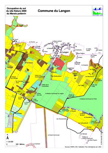 Occupation du sol du site Natura 2000 du Marais poitevin en 2004: commune du Langon