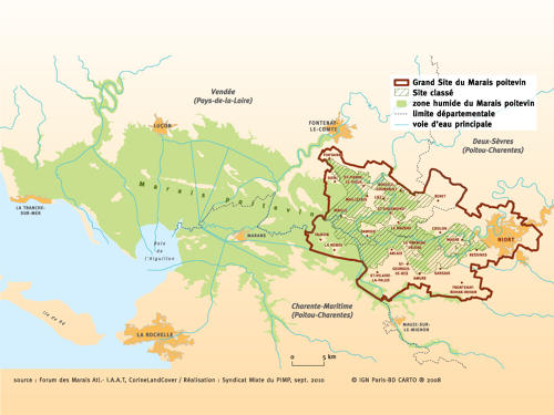 Carte de situation du Grand Site de France - Marais poitevin - septembre 2010