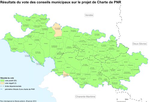 Résultat du vote des conseils municipaux sur le projet de Charte de Parc naturel régional du Marais poitevin