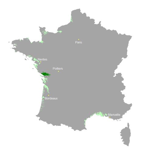 Situation du Marais poitevin et des zones humides littorales en France