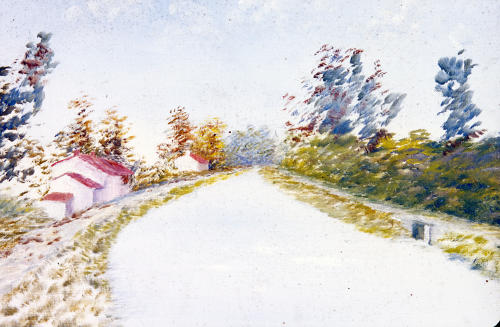 Paysage de marais mouillés - Peinture signée F. Sabouraud