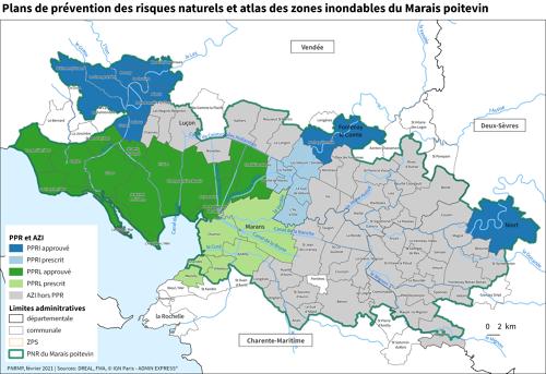 Plans de prévention des risques naturels et atlas des zones inondables du Marais poitevin