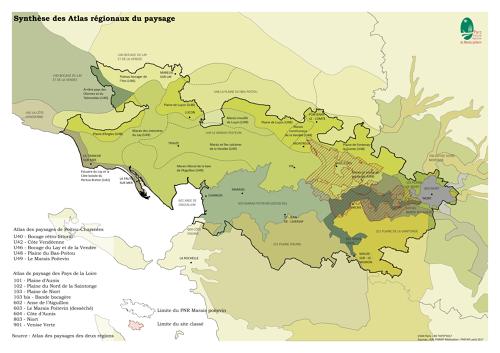 Synthèse des atlas régionaux du paysage. Carte des unités paysagères.