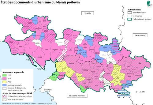 Etat des documents d'urbanisme du Marais poitevin en 2020