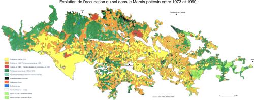 Evolution de l'occupation du sol dans le Marais poitevin entre 1979 et 1990
