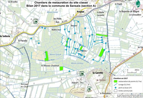 Chantiers de restauration paysagère du site classé - Bilan PARMM 2017 dans la commune de Sansais (section A)