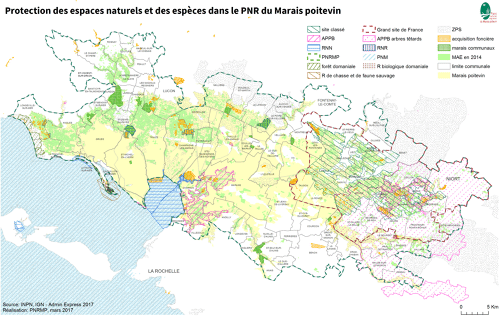 Protection des espaces naturels et des espèces dans le PNR du Marais poitevin en 2017
